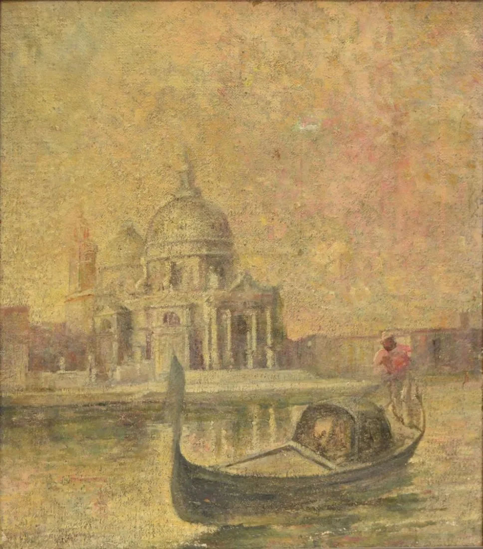PAINTING, VIEW OF VENICE, GILDED FRAME 19th Century
