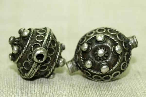 Pair of Silver Berber Beads