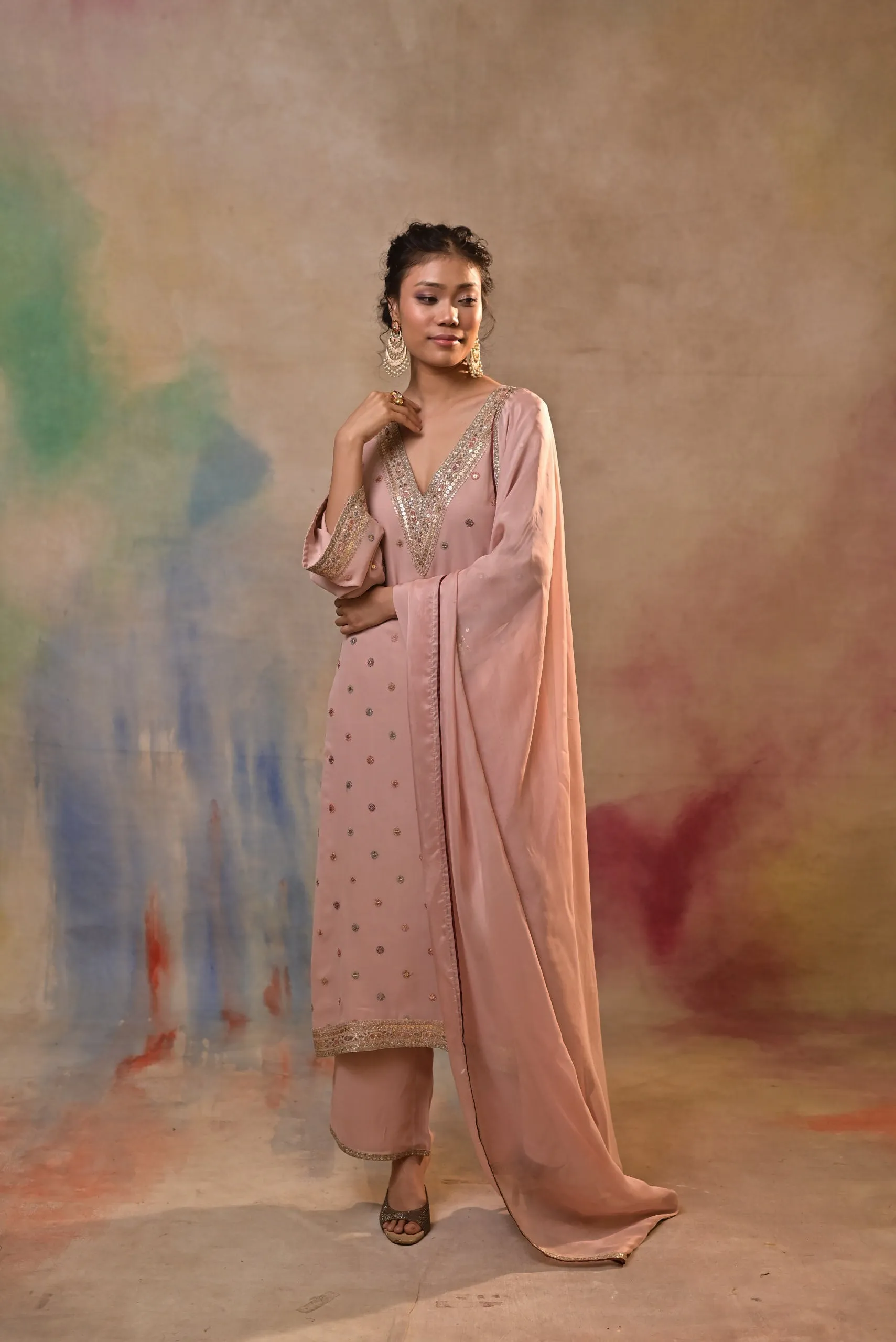 pink sharara set with embellished kameez