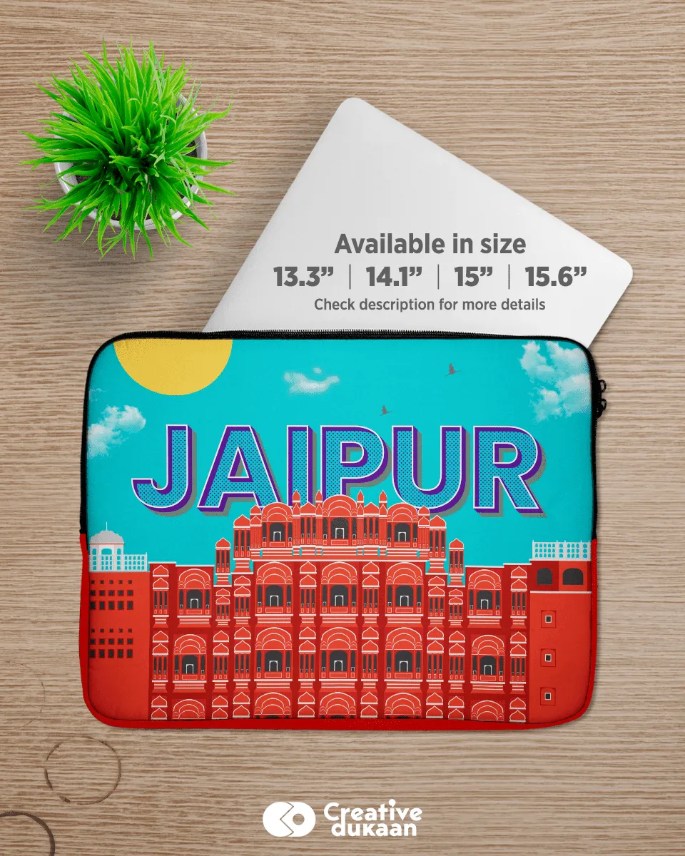 Quirky and Cool Blue Laptop Sleeves with Tagline " Jaipur "