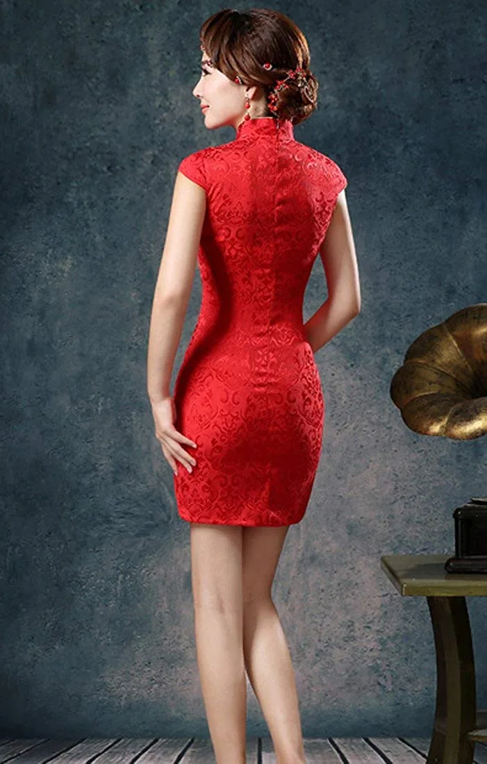 Red and Gold Phoenix Brocade Cheongsam Dress