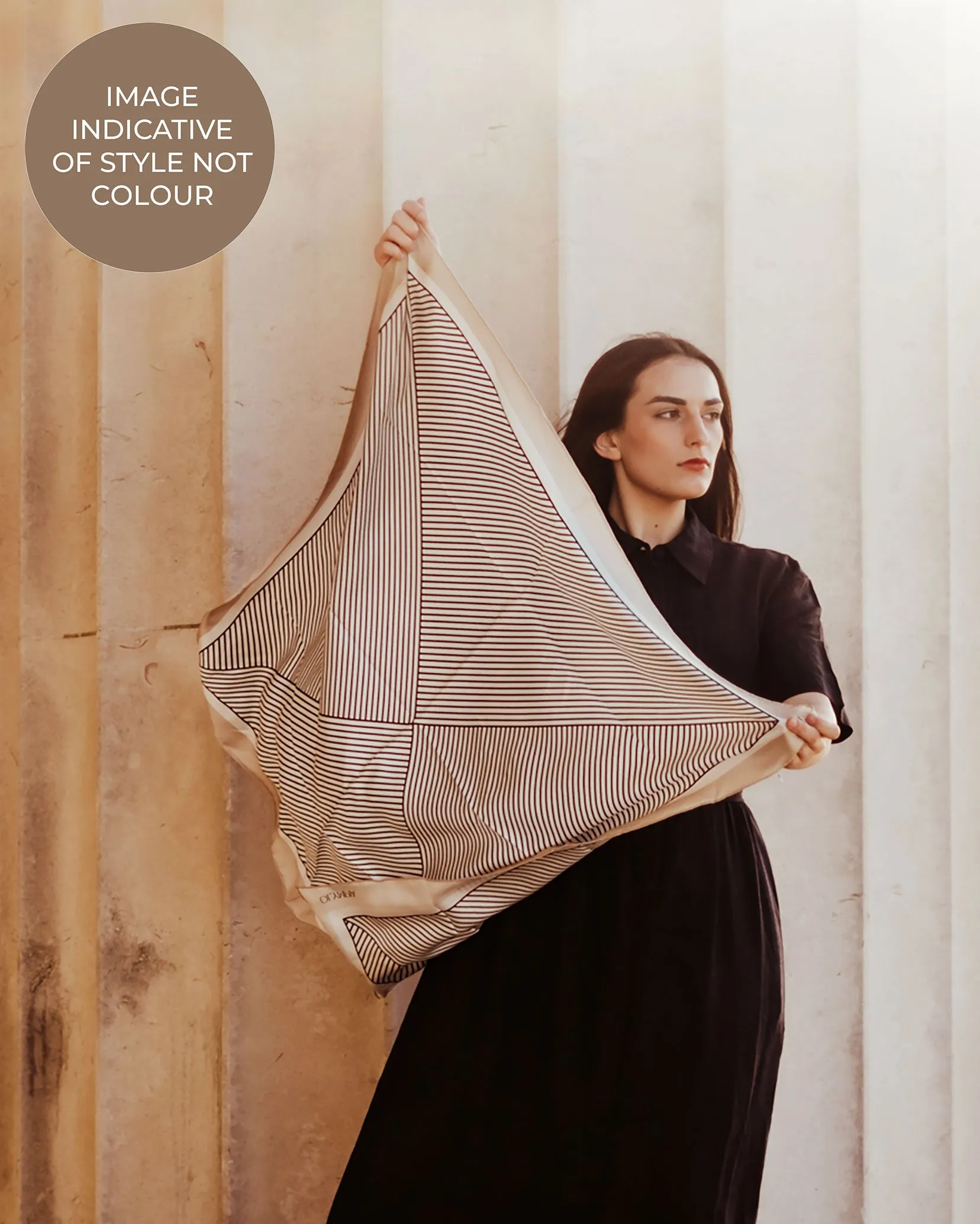 Rhea Tobacco/Ricecake/Ebony Silk Scarf - 89x89cm - Imperfect