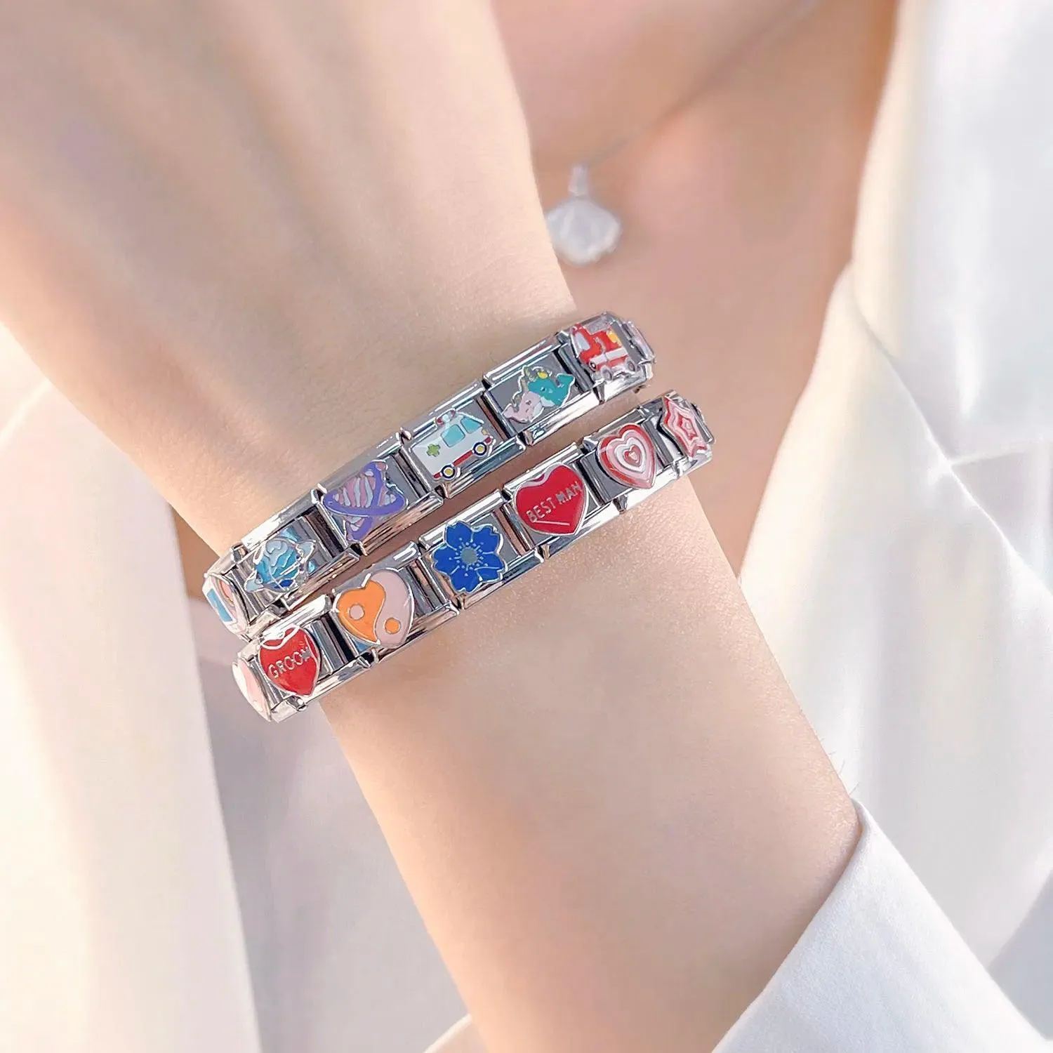 Romantic Heart Star Flower Bracelet Kit: Stainless Steel Jewelry Craftsmanship