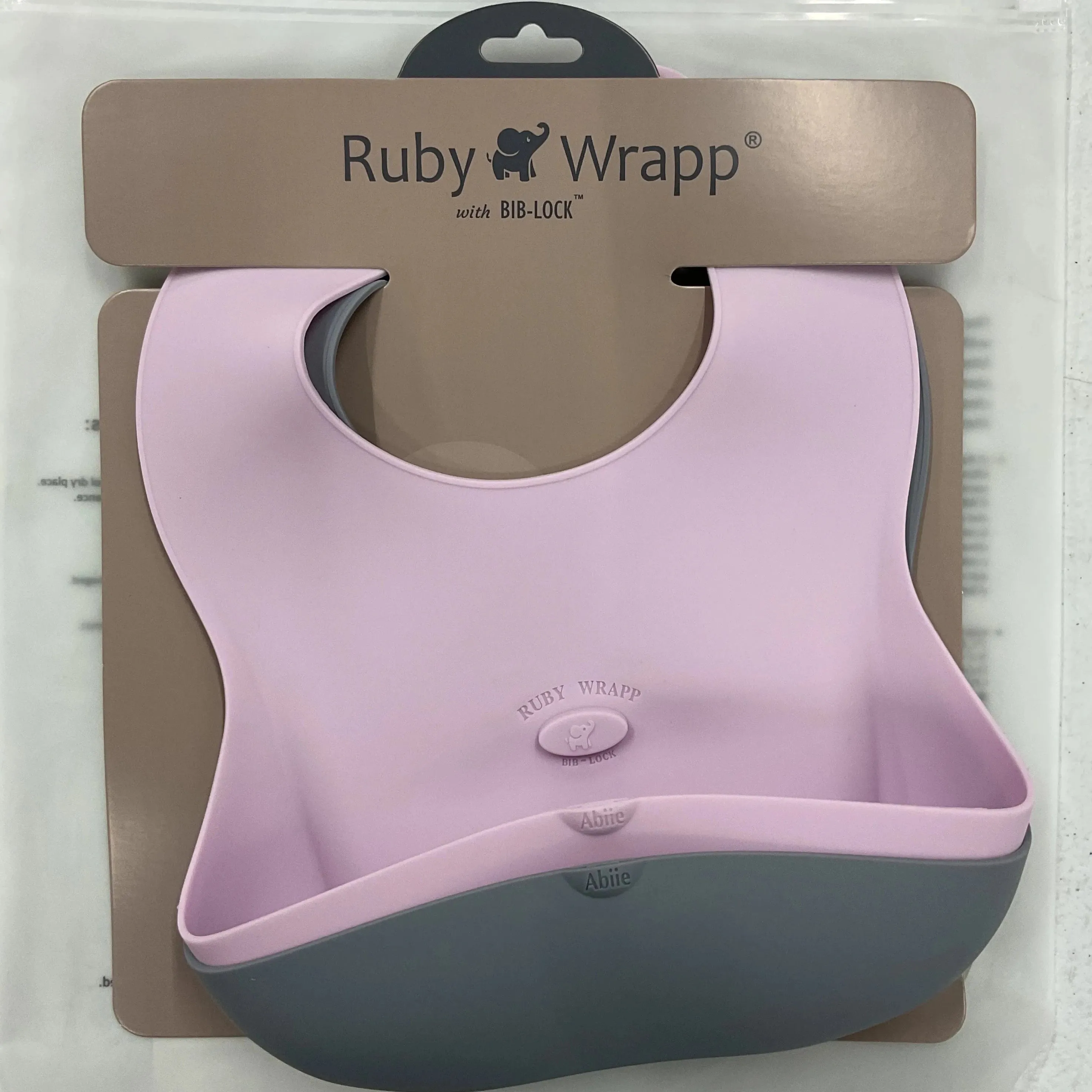 RUBY WRAPP SILICONE BIBS - Grey and Pink Lavender