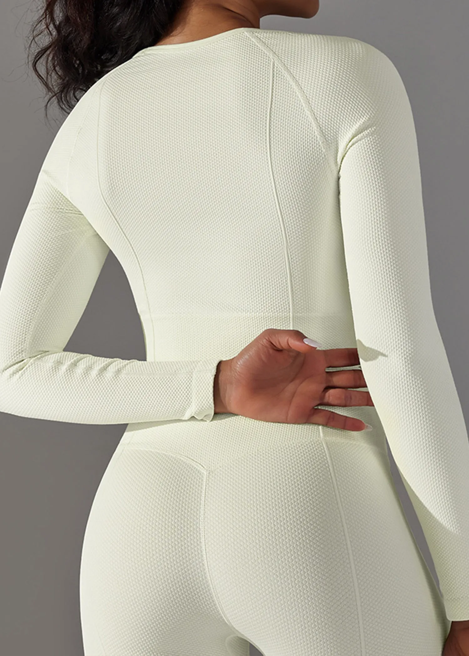 Seamless Polka Dot Cropped  Long Sleeve