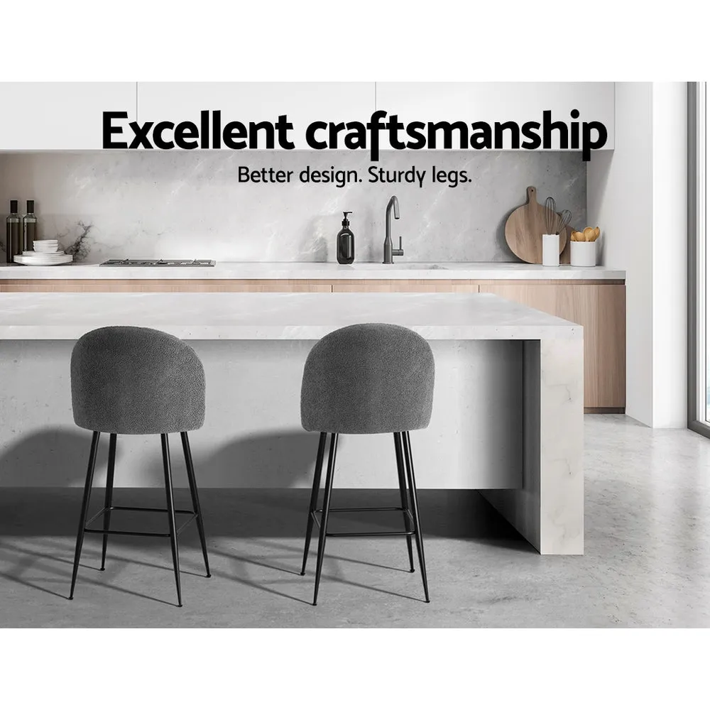 Set of 2 Oxford Bar Stools Kitchen Dining Chair Stool Chairs - Charcoal