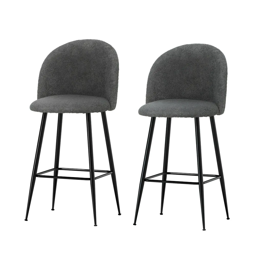 Set of 2 Oxford Bar Stools Kitchen Dining Chair Stool Chairs - Charcoal