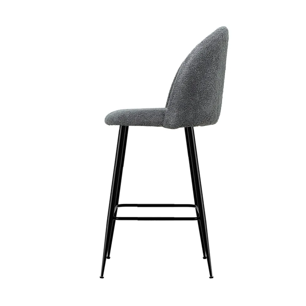 Set of 2 Oxford Bar Stools Kitchen Dining Chair Stool Chairs - Charcoal