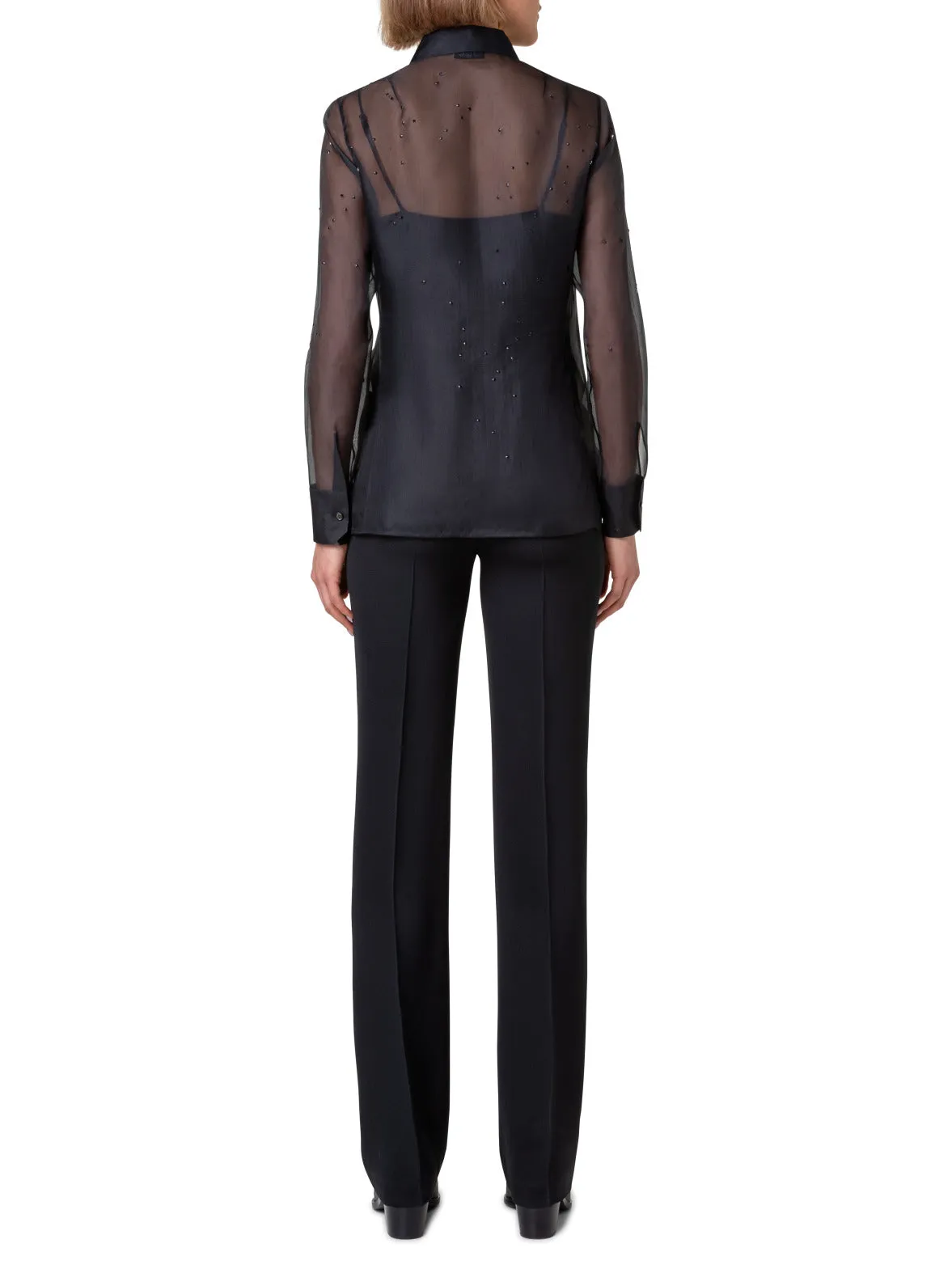 Sheer Silk Blouse with Swarovski Stars