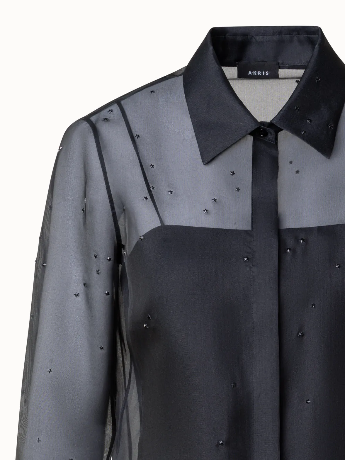 Sheer Silk Blouse with Swarovski Stars