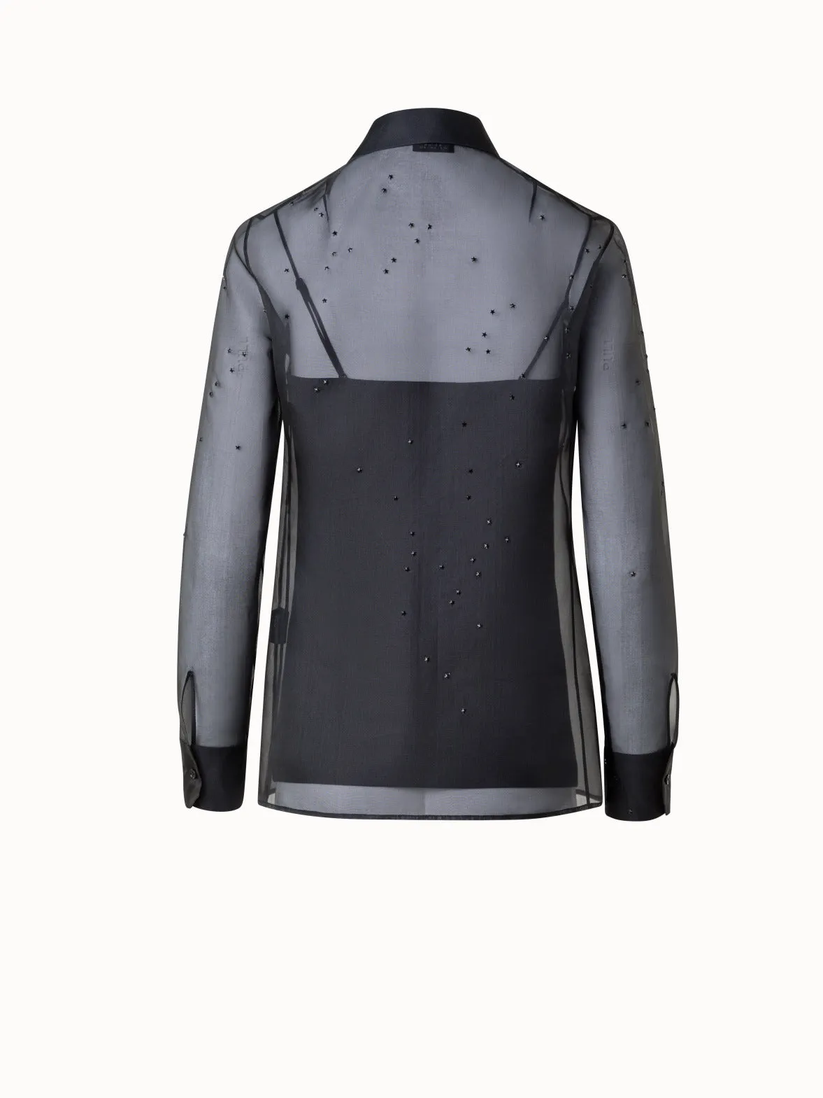 Sheer Silk Blouse with Swarovski Stars
