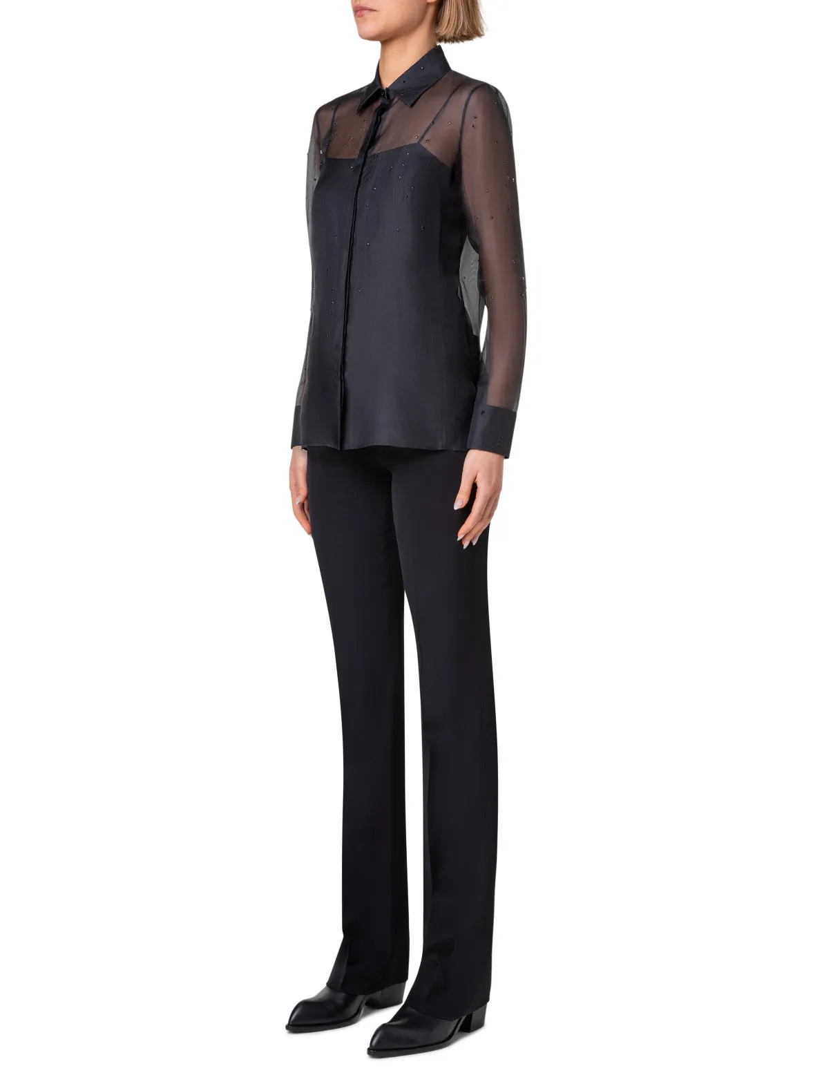 Sheer Silk Blouse with Swarovski Stars