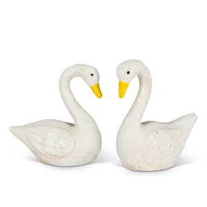 Small White Cast Iron Swans