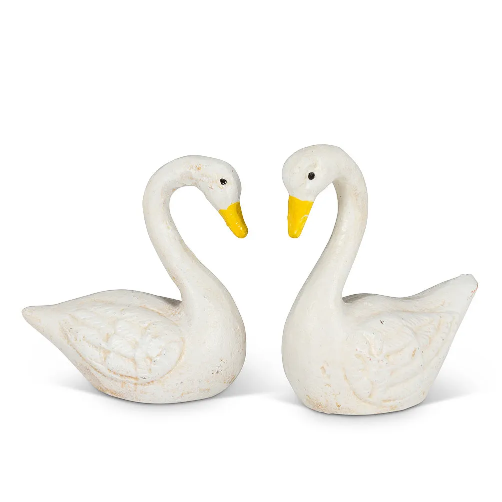 Small White Cast Iron Swans