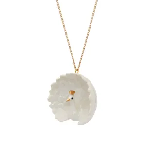 Spring Sale - White and Gold Peacock Necklace