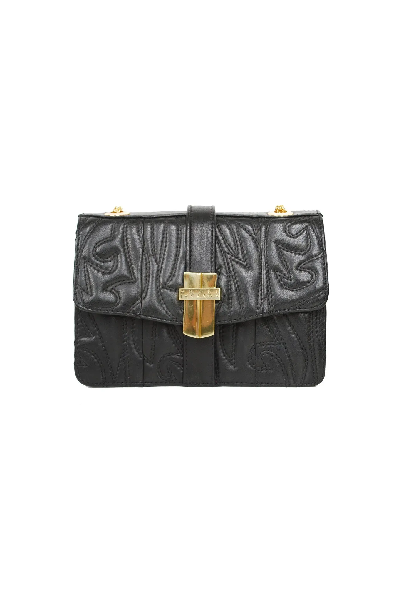 STITCHED MINI BOX BAG BLACK LEATHER