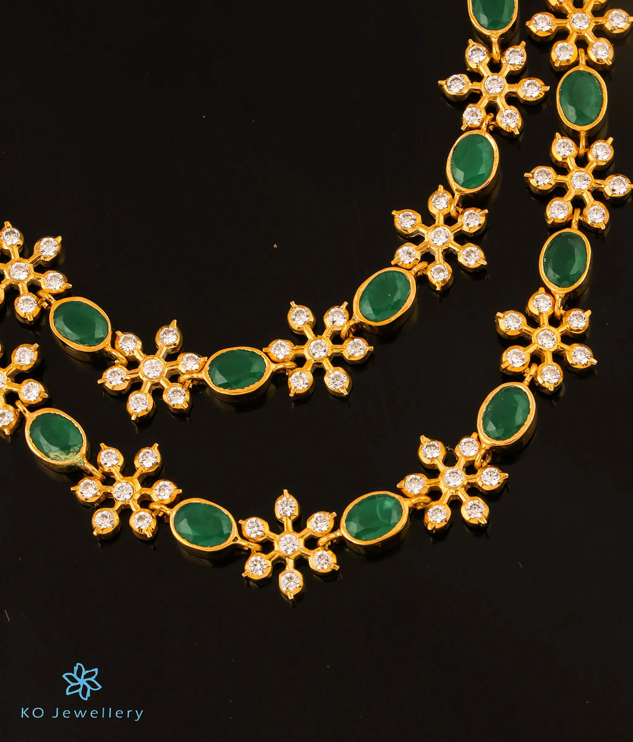 The Dhruvi Silver 2 layered Kemp Necklace
