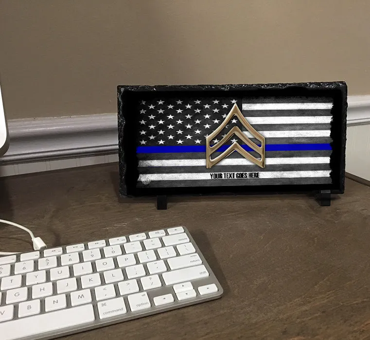 Thin Blue Line Definition of Honor Slate Rock Desktop Easel