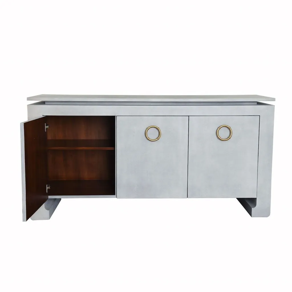 Tilley Light Grey 3-Door Buffet with Antique Brass Hardware
