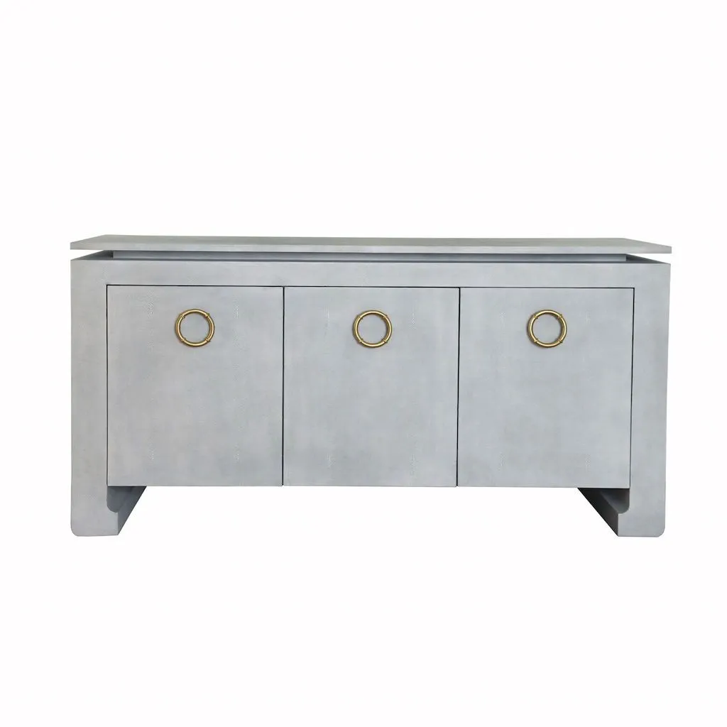 Tilley Light Grey 3-Door Buffet with Antique Brass Hardware