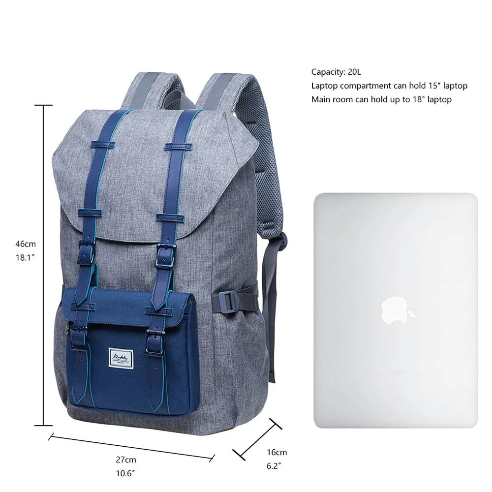Travel Laptop Backpack, Outdoor Rucksack, School backpack Fits 15.6"(Grey-Blue)