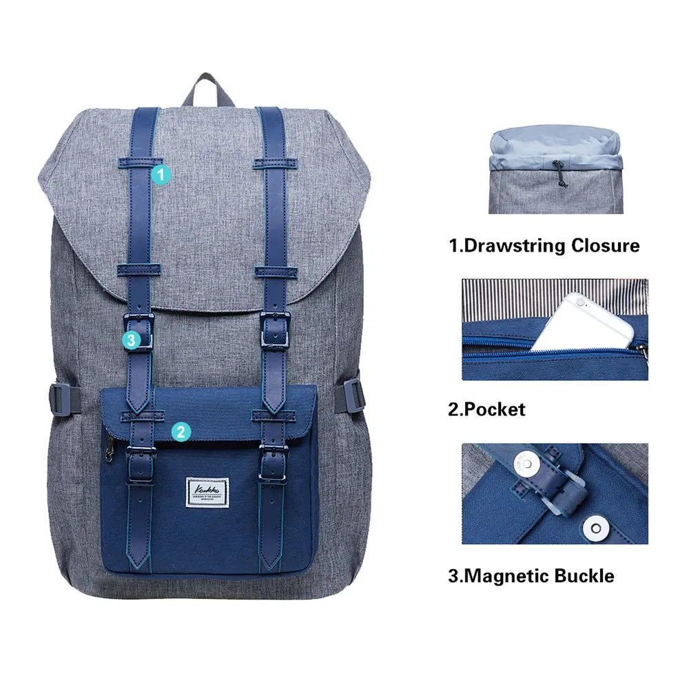 Travel Laptop Backpack, Outdoor Rucksack, School backpack Fits 15.6"(Grey-Blue)
