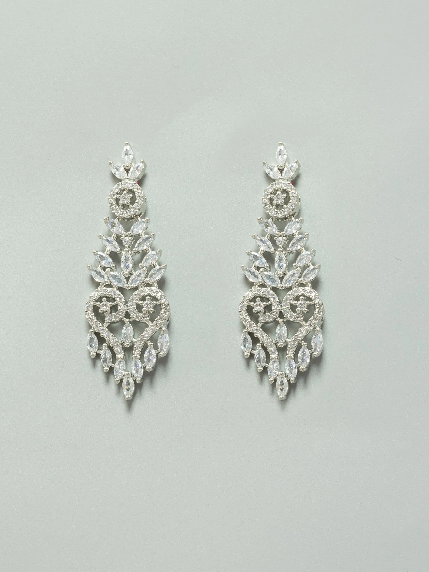 White American Diamond Necklace Set with Mangtika and Earrings