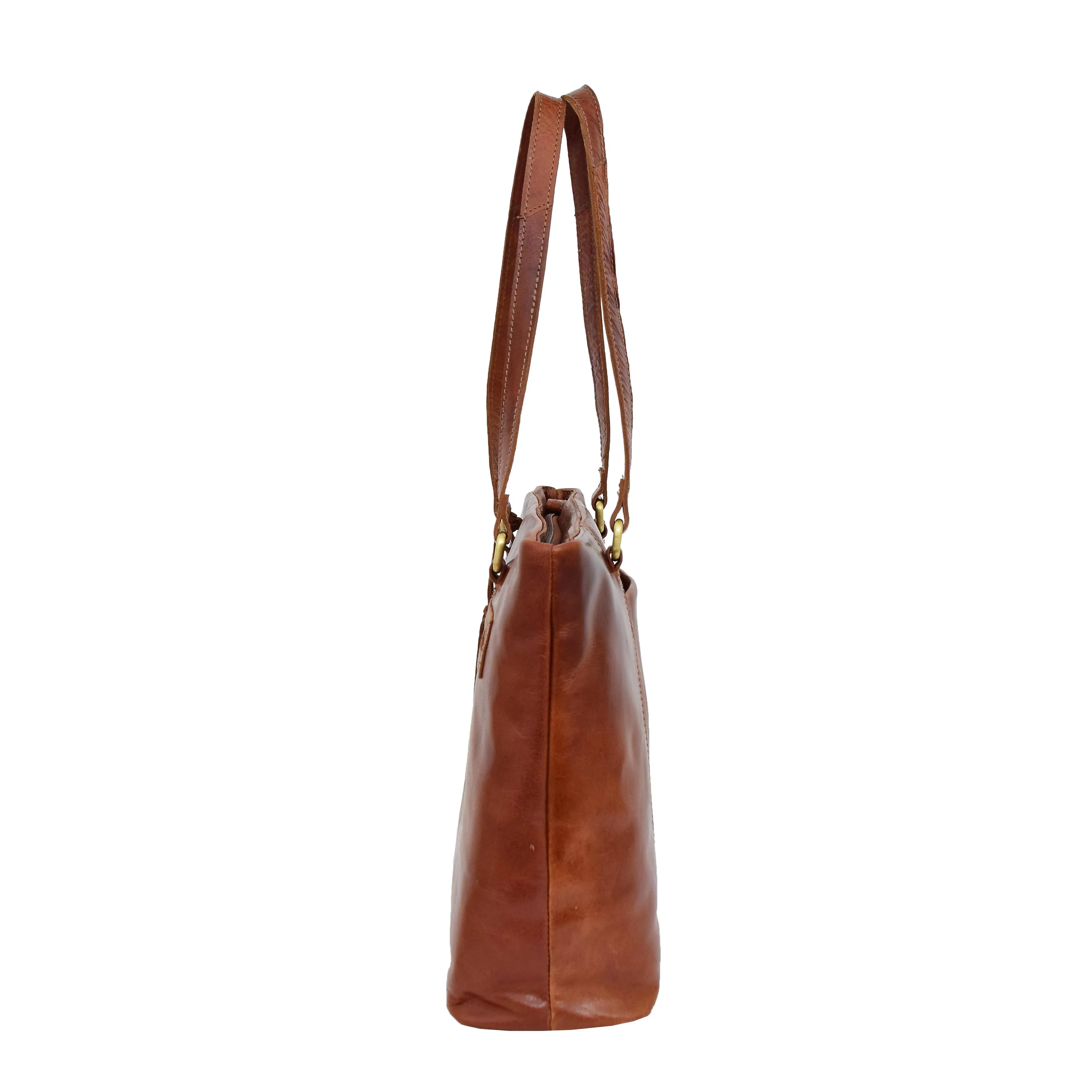 Womens Leather Classic Shopper Bag Lima Tan