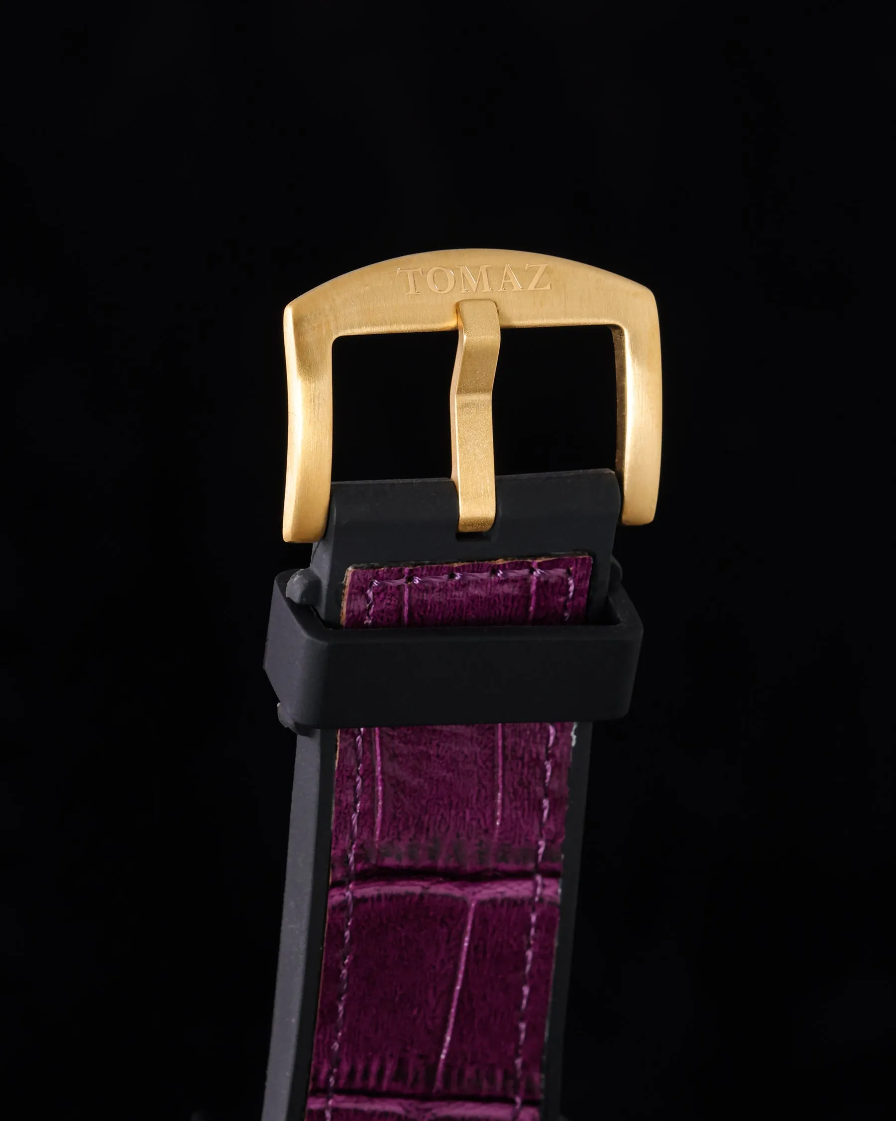 Xavier XL TW033-D6 (Gold/Purple) with Purple Swarovski (Purple Bamboo Leather  Strap)